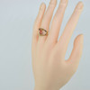 14K YG Modernist Red Coral and Diamond Accent Ring Size 5.75 Circa 1960