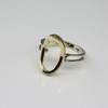 14K White and Yellow Gold modernist Monogram O Ring Size 6.5 Circa 1970