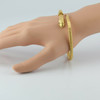 Great Hand Made 21K Snake Bracelet Yellow Gold with Ruby Eyes Circa 1970