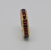 14K Yellow Gold Ruby Cabochon eternity Ring with Textured Surface, size 9