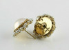 14K Yellow Gold Mabe Pearl Post Earrings with Seed pearls