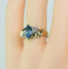 Vintage 14K Yellow Gold Blue Topaz Diamond Accent Ring Size 6.75 Circa 1965