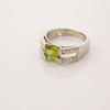 18K Super White Gold Peridot and Diamond Ring Size 6