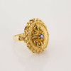 Vintage 18K Yellow Gold Sapphire Baroque Style Ring Size 6.5 Circa 1960