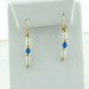 14K Yellow Gold Pearl and Blue Stone Earrings