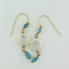 14K Yellow Gold Pearl and Blue Topaz Earrings