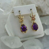 14K Yellow Gold and Amethyst Earrings Pear Shaped Amethyst