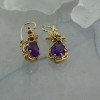 14K Yellow Gold and Amethyst Earrings Pear Shaped Amethyst