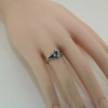 10K White Gold Manmade Sapphire and Diamond Ring Size 7