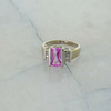 10K Yellow Gold Manmade Pink Sapphire and Diamond Ring Size 7.75