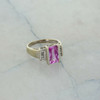 10K Yellow Gold Manmade Pink Sapphire and Diamond Ring Size 7.75