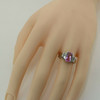 10K Yellow Gold Manmade Pink Sapphire and Diamond Ring Size 7.75