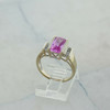10K Yellow Gold Manmade Pink Sapphire and Diamond Ring Size 7.75