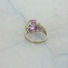 10K Yellow Gold Manmade Pink Sapphire and Diamond Ring Size 7.75