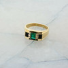 14K Yellow Gold Men's Emerald, Black Onyx and Diamond Ring Size 11.5