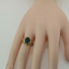 10K Yellow Gold Blue Topaz Filigree Ring Size 7