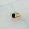 10K Yellow Gold Black Onyx and Diamond Ring Size 12