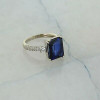 14K White Gold 5 ct tw Sapphire and Diamond Engagement Ring size 6.75