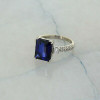 14K White Gold 5 ct tw Sapphire and Diamond Engagement Ring size 6.75