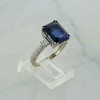 14K White Gold 5 ct tw Sapphire and Diamond Engagement Ring size 6.75