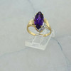 14K Yellow Gold Amethyst Ring with Diamond Accents Size 7.25