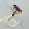 14K Yellow Gold Amethyst Ring with Diamond Accents Size 7.25