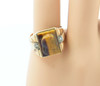 10k Yellow Gold Men's Tiger Eye and Diamond Knights Head Cameo Ring, Size 10.25