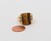 10k Yellow Gold Men's Tiger Eye and Diamond Knights Head Cameo Ring, Size 10.25