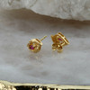14K Yellow Gold Marquise Shaped Ruby and Diamond Chip Post Earrings