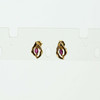 14K Yellow Gold Marquise Shaped Ruby and Diamond Chip Post Earrings