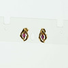 14K Yellow Gold Marquise Shaped Ruby and Diamond Chip Post Earrings