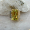 1960's 14K Yellow Gold Modernist Citrine and Diamond Ring, size 8