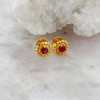 22K Yellow Gold Synthetic Ruby Ear Studs modern handmade