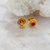 22K Yellow Gold Synthetic Ruby Ear Studs modern handmade