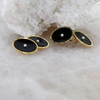 14K Yellow Gold with Black Onyx and Pearls Cufflinks Circa 1940