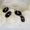 14K Yellow Gold with Black Onyx and Pearls Cufflinks Circa 1940