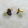 Vermeil Enamel and Jade Grape Leaf Earrings Circa 1970