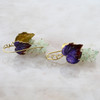 Vermeil Enamel and Jade Grape Leaf Earrings Circa 1970