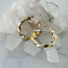 14K Yellow and White Gold Hoop Earrings Twisted Design