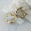 14K Yellow and White Gold Hoop Earrings Twisted Design