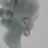 14K Yellow Gold and Diamonds Hoop Earrings Double Hoop