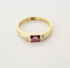 18K Yellow Gold Pink Tourmaline Solitaire Ring Size 6.5 Circa 1980