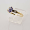 18K Yellow Gold Tanzanite and Diamond Baguette Ring Size 8.75 Circa 1990