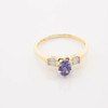 18K Yellow Gold Tanzanite and Diamond Baguette Ring Size 8.75 Circa 1990