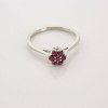 18K White Gold Ruby Rosette Ring with 7 Round Rubies Size 7