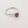 18K White Gold Ruby Rosette Ring with 7 Round Rubies Size 7