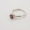 18K White Gold Ruby Rosette Ring with 7 Round Rubies Size 7