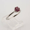 18K White Gold Ruby Rosette Ring with 7 Round Rubies Size 7