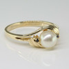 10K Yellow Gold Pearl Sapphire Accent Ring Size 6.5 Circa 1970