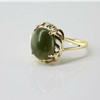 Vintage 10K Yellow Gold Jade/Nephrite Cabochon Ring Size 8.25 Circa 1960